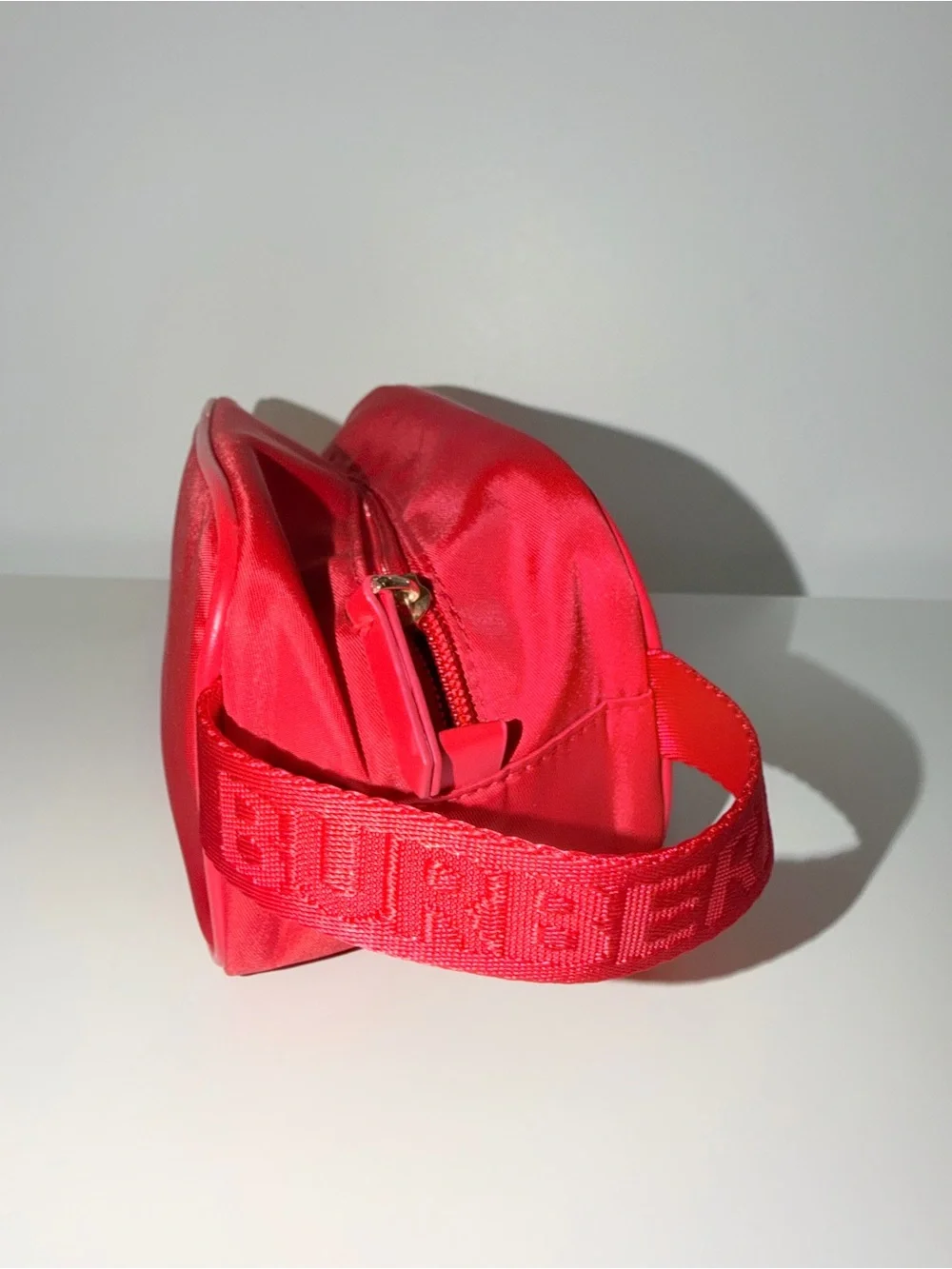 Burberry Red Nylon Make-Up Toiletry Pouch